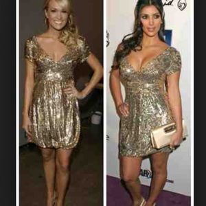 Jovani Two Toned Gold & Silver Sequin Dress